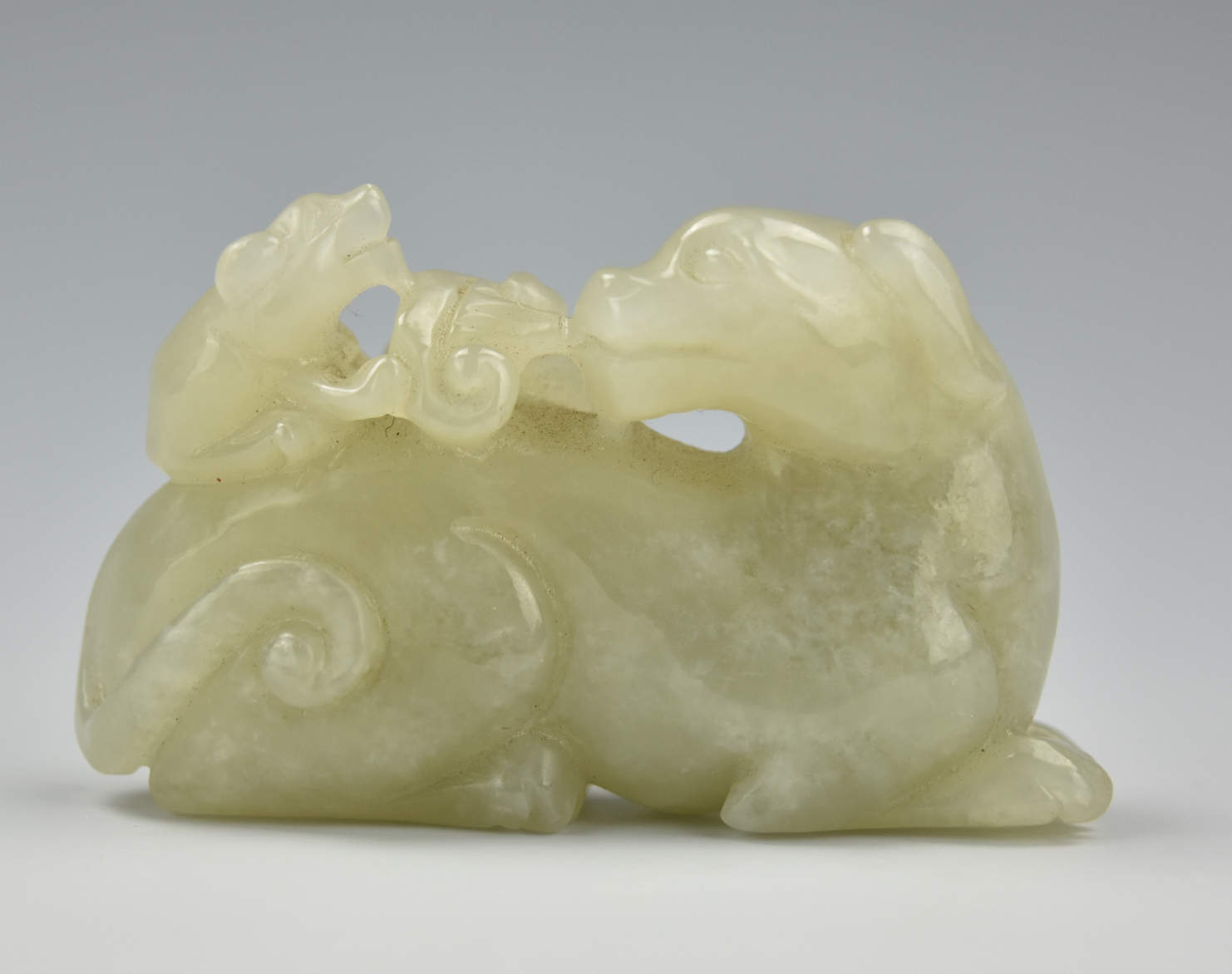 Appraisal: CHINESE WHITE JADE FOO DOG PUP TH C A carving