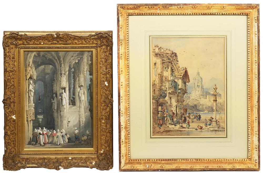 Appraisal: SAMUEL PROUT FRAMED WATERCOLORS watercolors by Samuel Gillespie Prout U