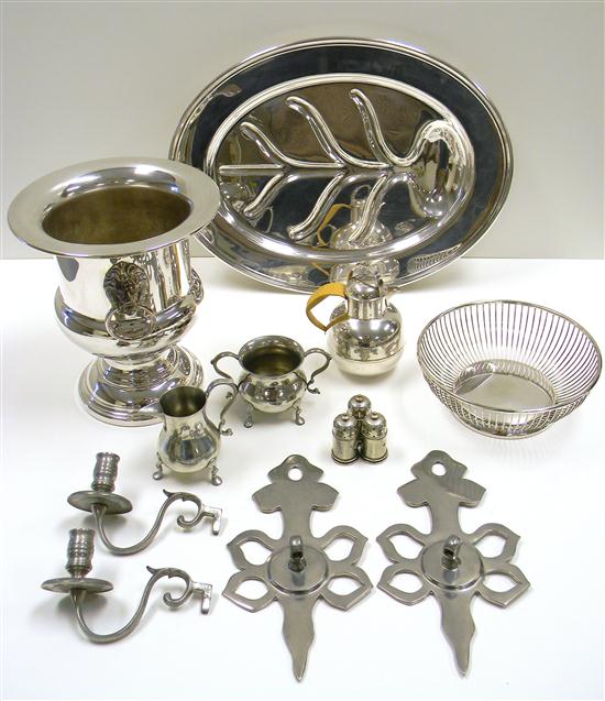 Appraisal: SILVERPLATE and PEWTER thirteen pieces including four pieces of silver-plate