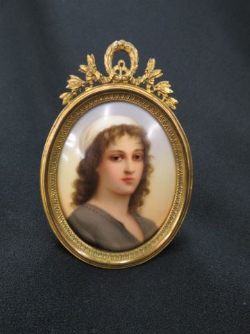 Appraisal: Painting on Porcelain of Ruth oval image X plus ornate