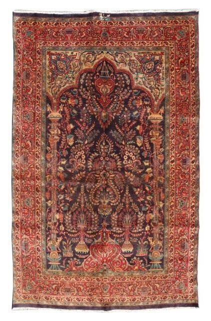 Appraisal: Hand-tied Persian Kashmar rug approx ' l ' w