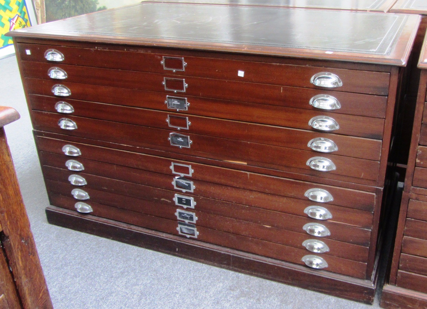 Appraisal: A mid th century mahogany two part plan chest with