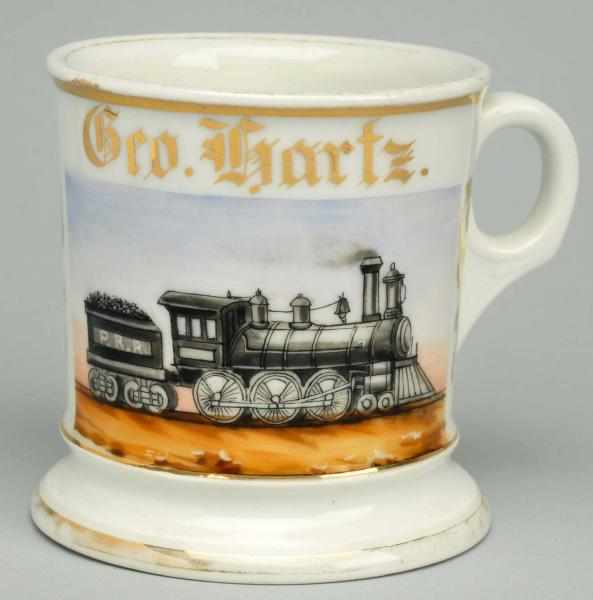 Appraisal: Locomotive Shaving Mug Gilded Geo Hartz Germany stamp and signed