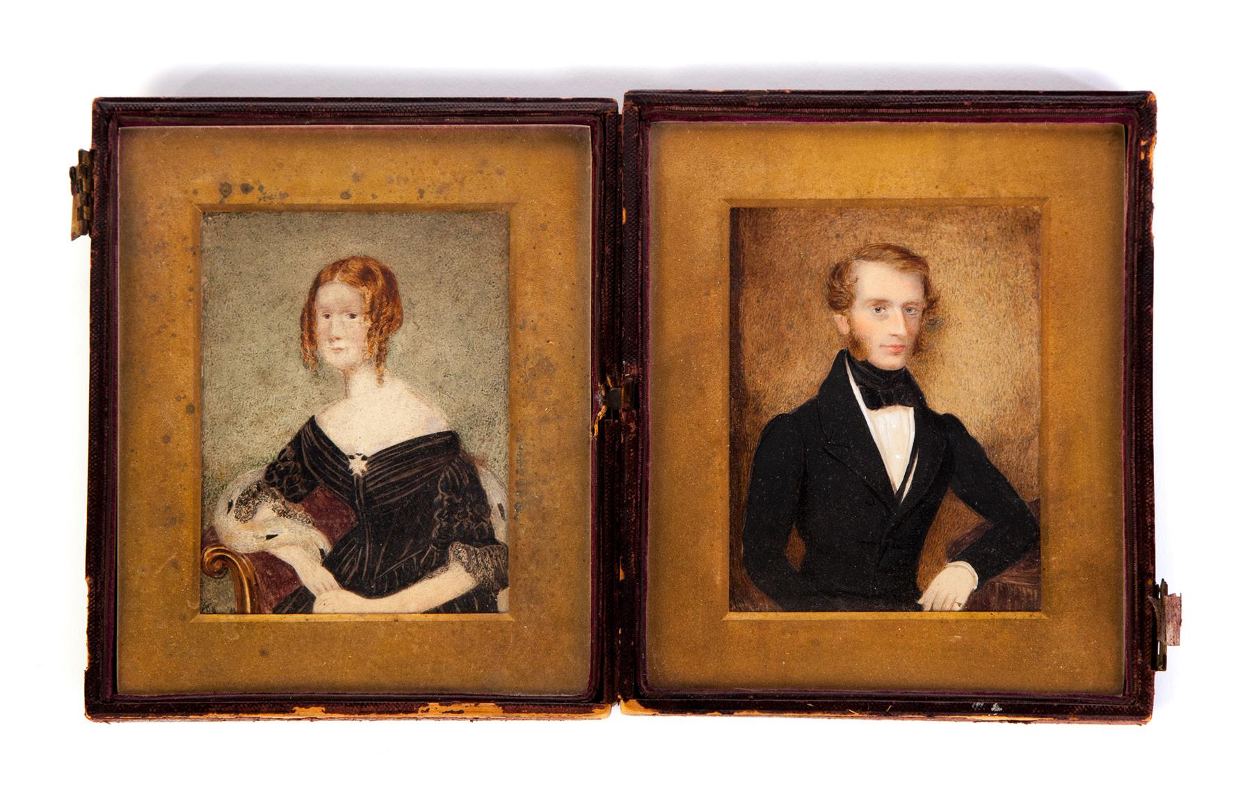 Appraisal: PAIR OF PORTRAITS American or English nd quarter- th century