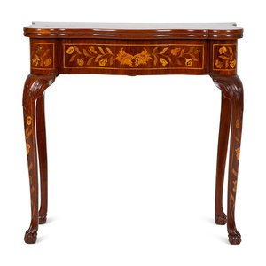 Appraisal: A Dutch Marquetry Flip-Top Table th Century Height x width