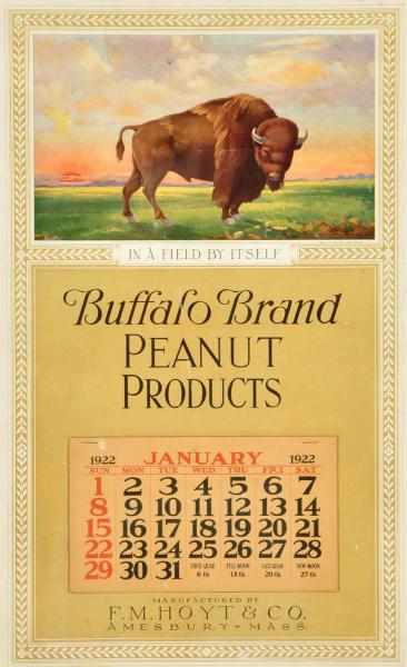 Appraisal: Buffalo Brand Peanuts Calendar Description Framed under glass metal strips