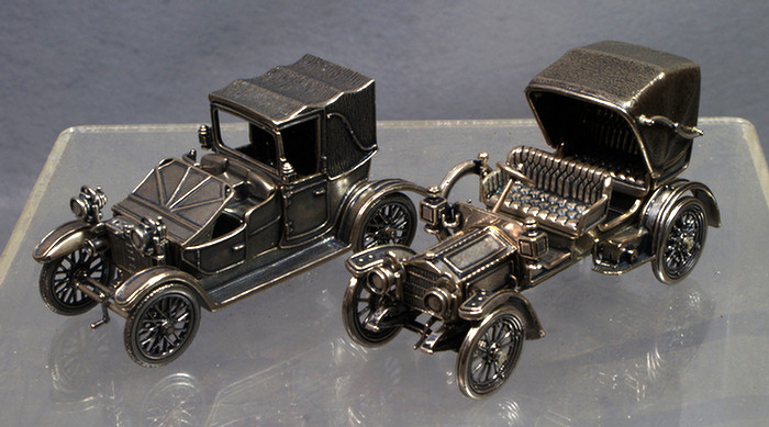 Appraisal: sterling silver Franklin Mint car miniatures original boxes long TO