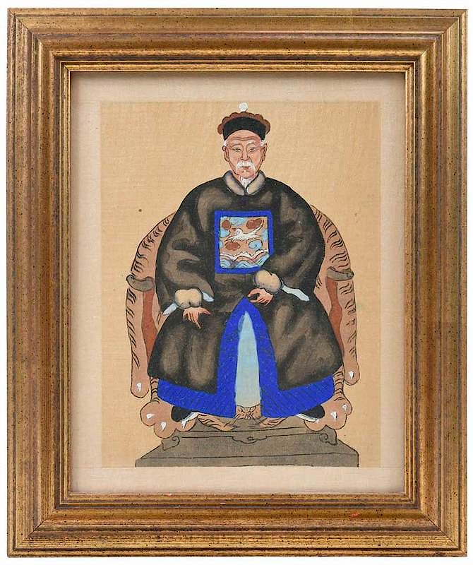 Appraisal: Chinese Ancestral Painting probably th century painted on linen or