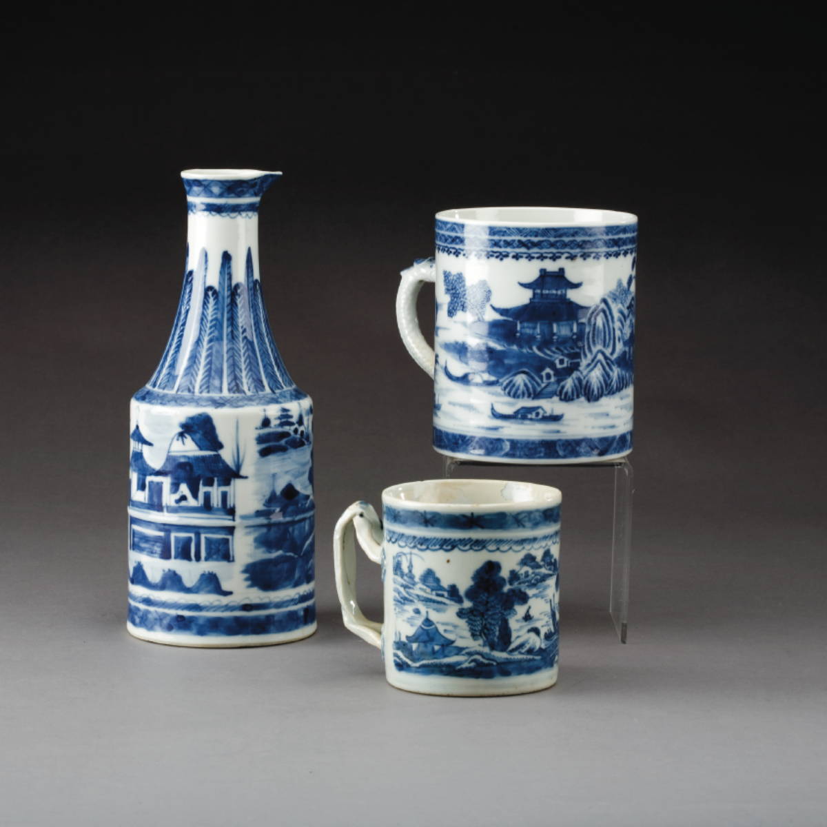 Appraisal: THREE CHINESE EXPORT PORCELAIN TABLEWARES Comprising a Canton ewer strap-handled