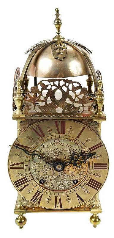 Appraisal: William and Mary Style Brass Lantern Clock probably Scottish late