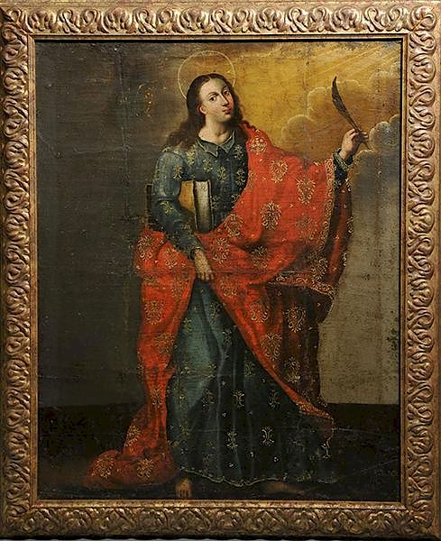 Appraisal: th C Spanish Colonial Oil on Canvas St John Early