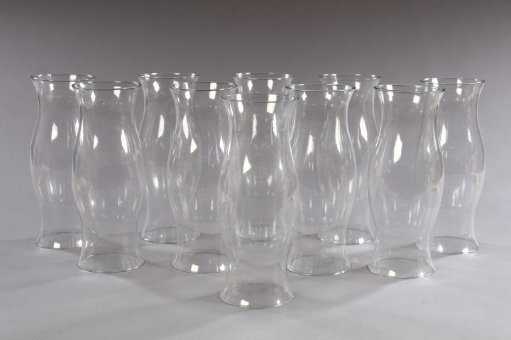 Appraisal: Set of Ten American Blown Glass Hurricane Shades in the