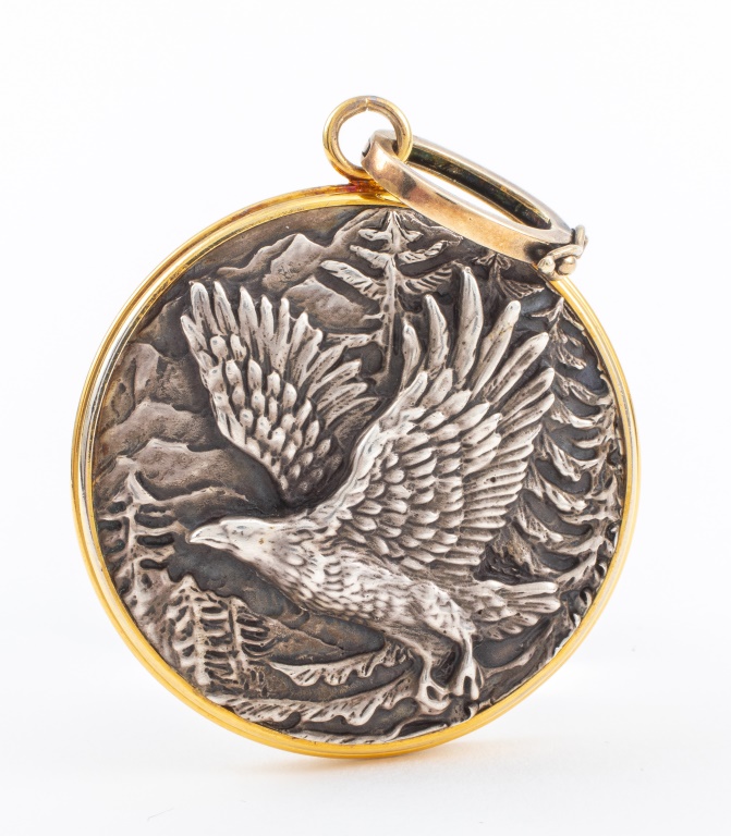 Appraisal: BUCCELLATI STERLING SILVER EAGLE MEDALLION PENDANT Buccellati medallion pendant fabricated