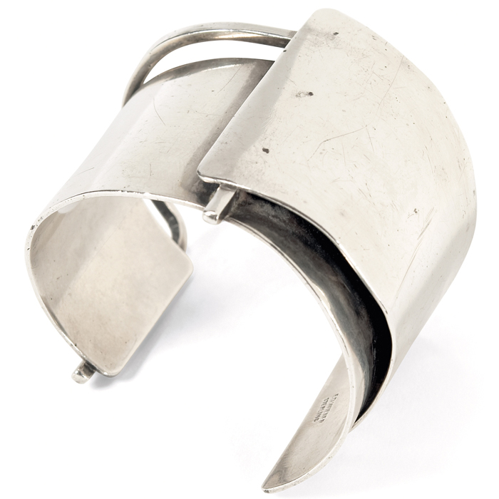 Appraisal: Ed Weiner cuff bracelet sterling heavy asymmetrical form stamped Ed