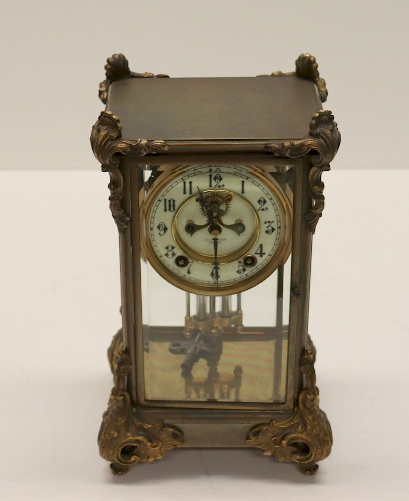 Appraisal: C D Peacock Chicago Gilt Metal Carriage Clock Signed and