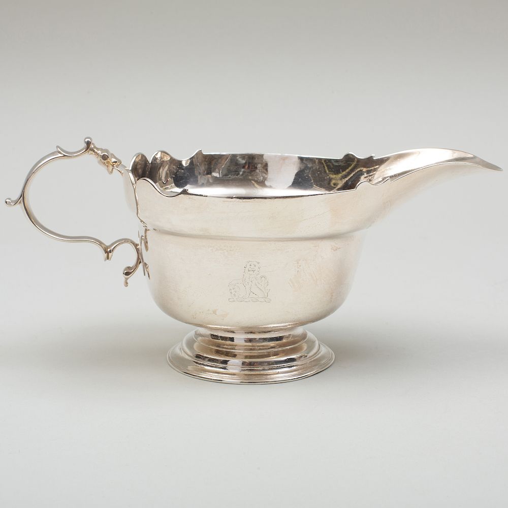 Appraisal: Early English Silver Sauce Boat Early English Silver Sauce Boat