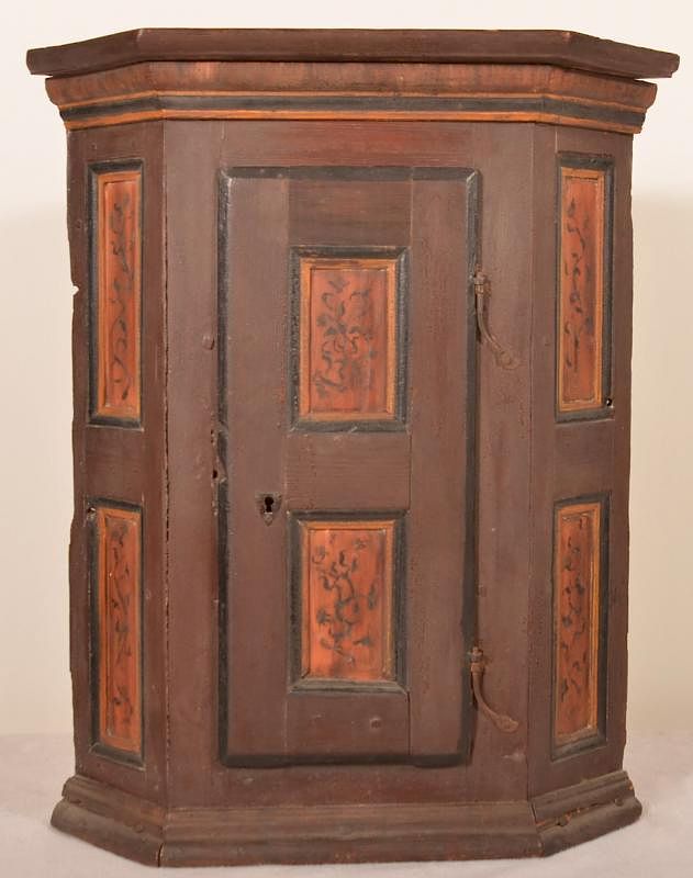 Appraisal: European Blind Door Hanging Corner Cupboard European th Century Blind