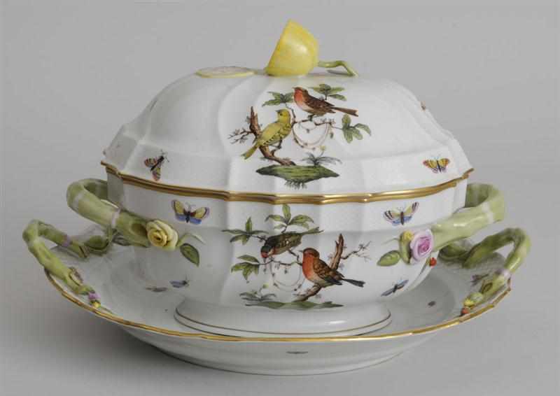 Appraisal: HEREND PORCELAIN TUREEN COVER AND CIRCULAR STAND IN THE ''ROTHSCHILD