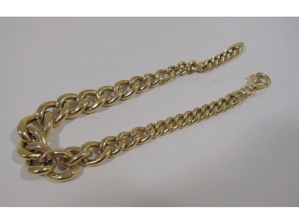 Appraisal: Eighteen carat gold graduated curb link bracelet Approx gms