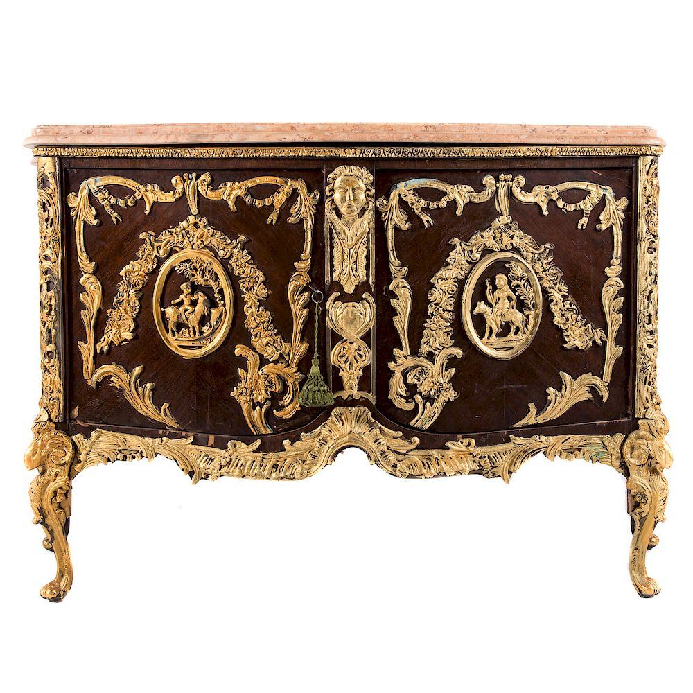 Appraisal: Louis XV style kingwood gilt-metal commode th century serpentine pink