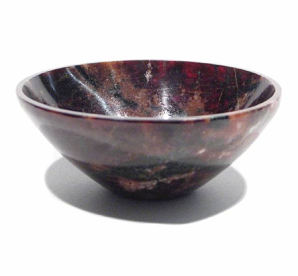 Appraisal: Garnet Bowl India Hand-fabricated from a single large crystal of