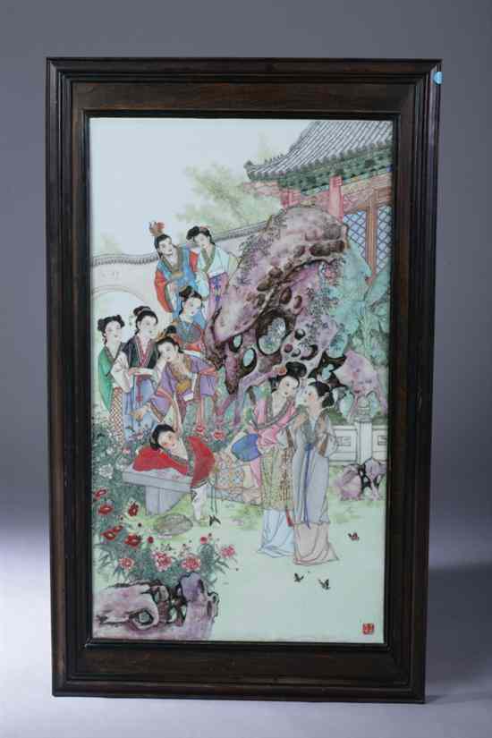 Appraisal: CHINESE FAMILLE ROSE PORCELAIN PLAQUE Seal mark of Wong Sow