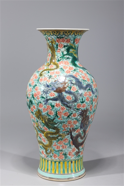 Appraisal: Chinese famille verte enameled porcelain dragon vase with numerous dragons