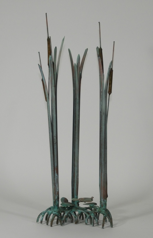 Appraisal: C AMERICAN COPPER CATTAIL WILD GRASS SCULPTURE United States th