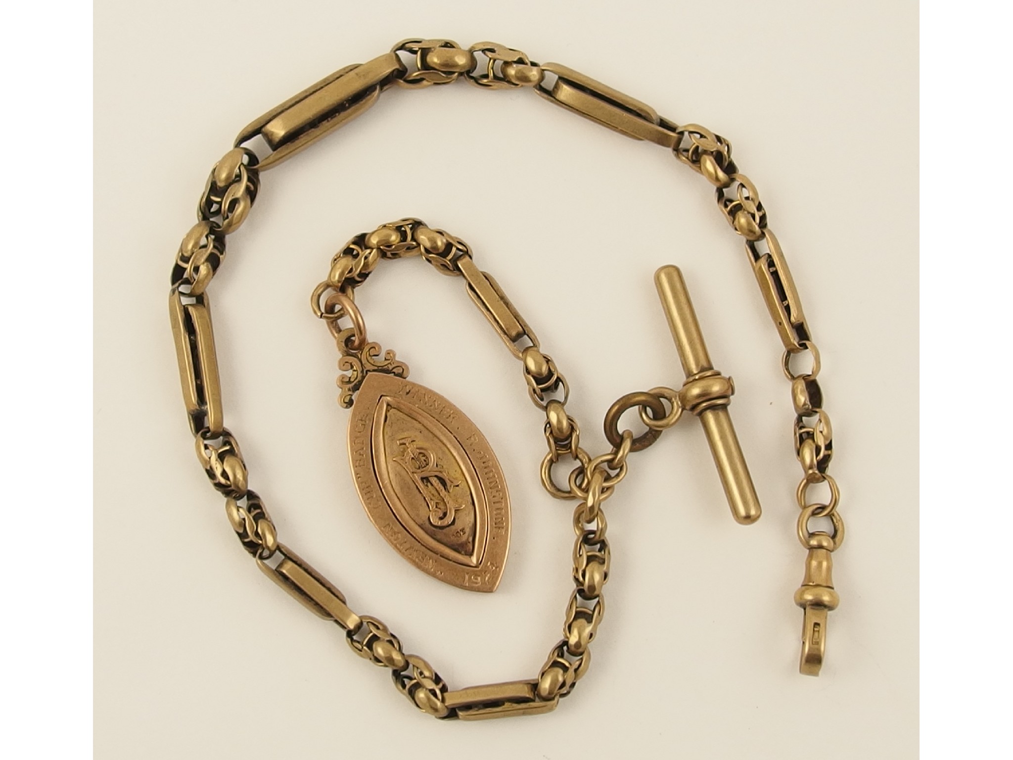 Appraisal: A ct decorative fob chain with attached ct medal for