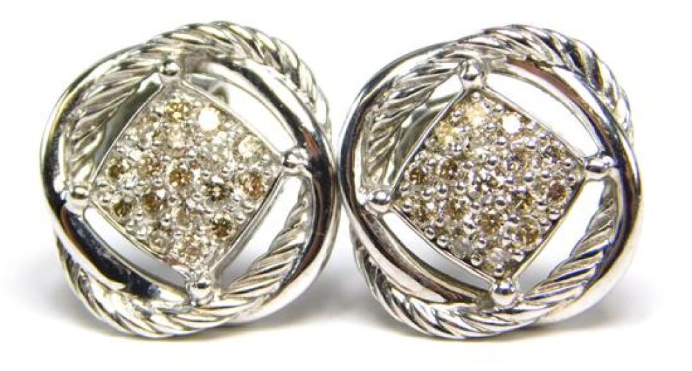 Appraisal: JEWELRY David Yurman Infinity diamond stud earrings sterling pierced design