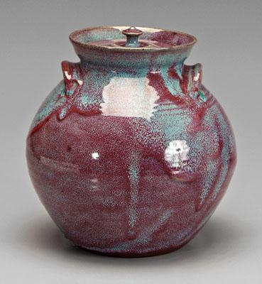 Appraisal: Vernon Owens lidded jar two ears below a flared rim