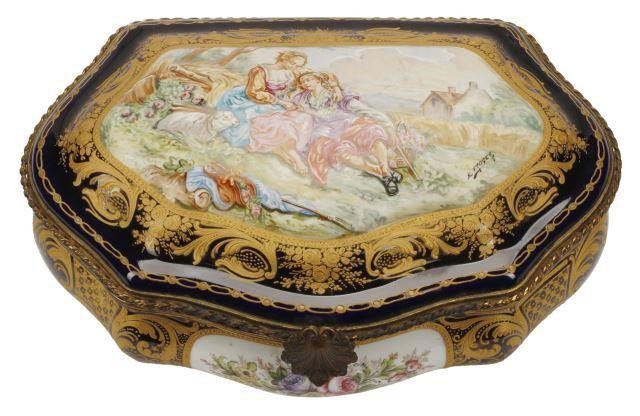 Appraisal: French Sevres style porcelain box artist signed E Froger with