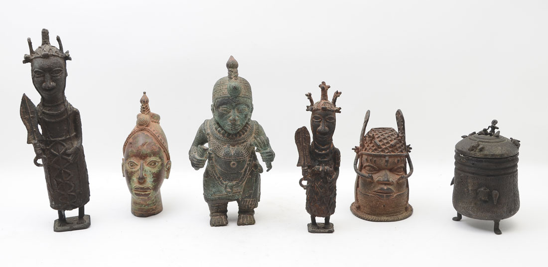 Appraisal: WEST AFRICAN BENIN BRONZES An assembled collection of pieces total