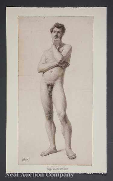 Appraisal: Jean-Baptiste Frenet French - Standing Male Nude c black chalk