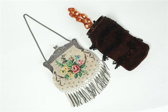 Appraisal: TWO BEADED BAGS American or European late th-early th century