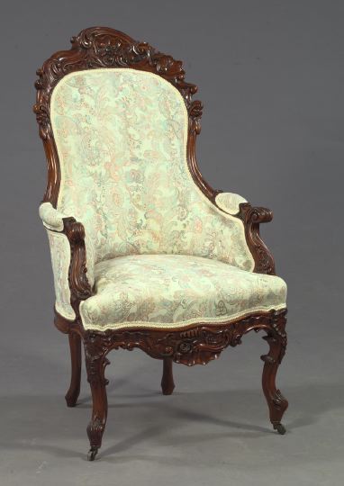 Appraisal: Continental Carved Rosewood Armchair in the rococo taste third quarter