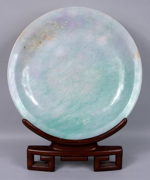 Appraisal: Jade plate with stand diam good condition Provenance Robert O