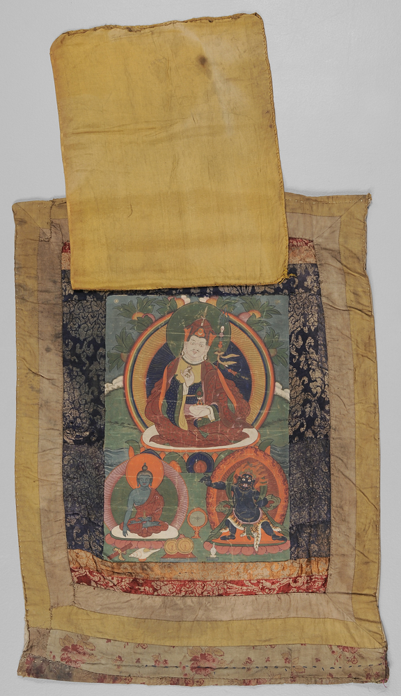 Appraisal: Tibetan Thangka Scroll Painting th century ink and pigment on