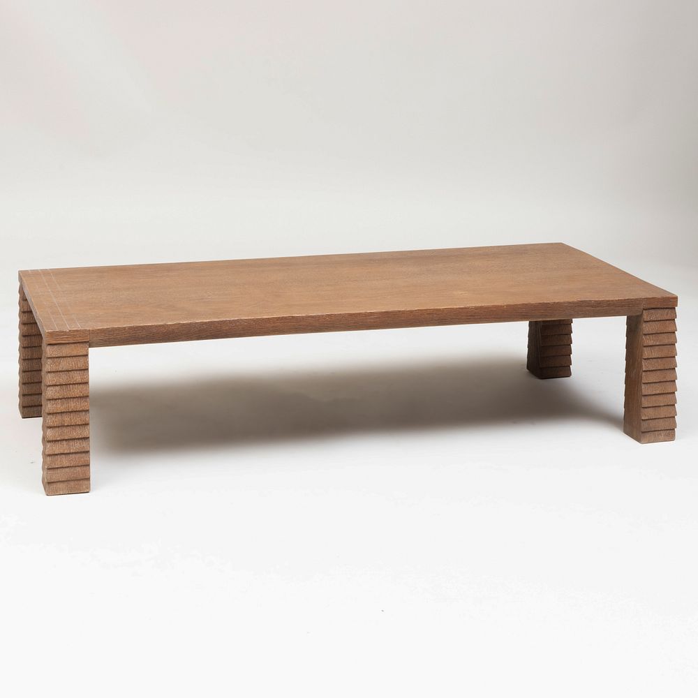 Appraisal: Jean-Michel Frank Style Cerused Oak 'Aragon' Low Table Signed 'Gabriel