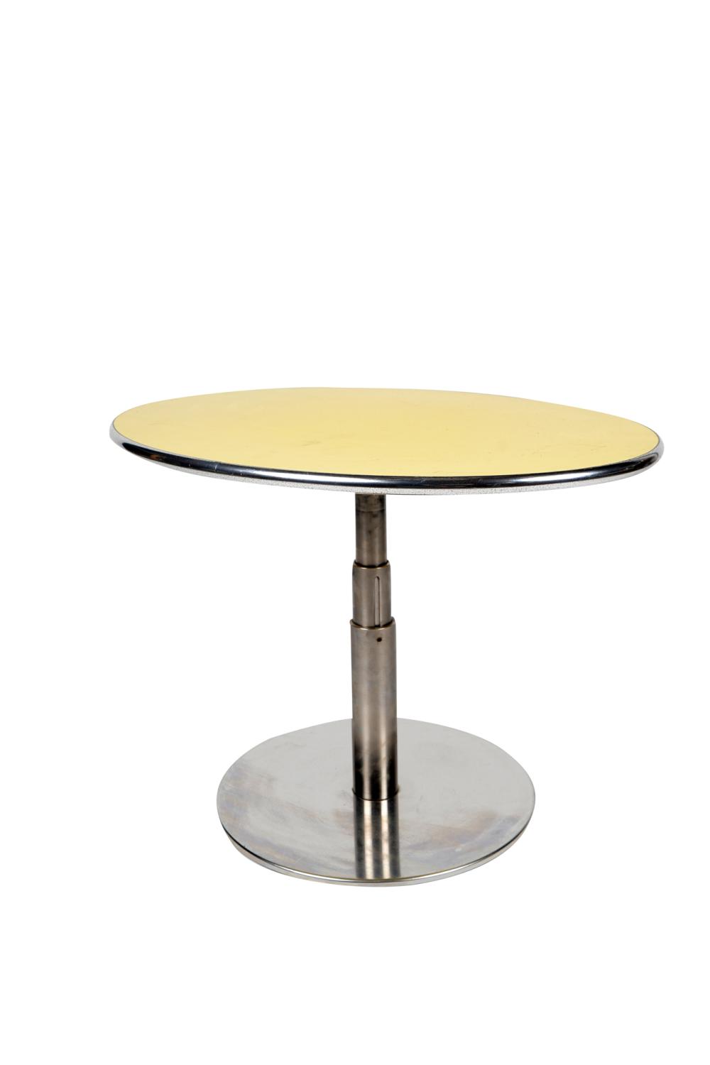 Appraisal: MID-CENTURY MODERN CHROME LAMINATE SIDE TABLEcirca with yellow oval top