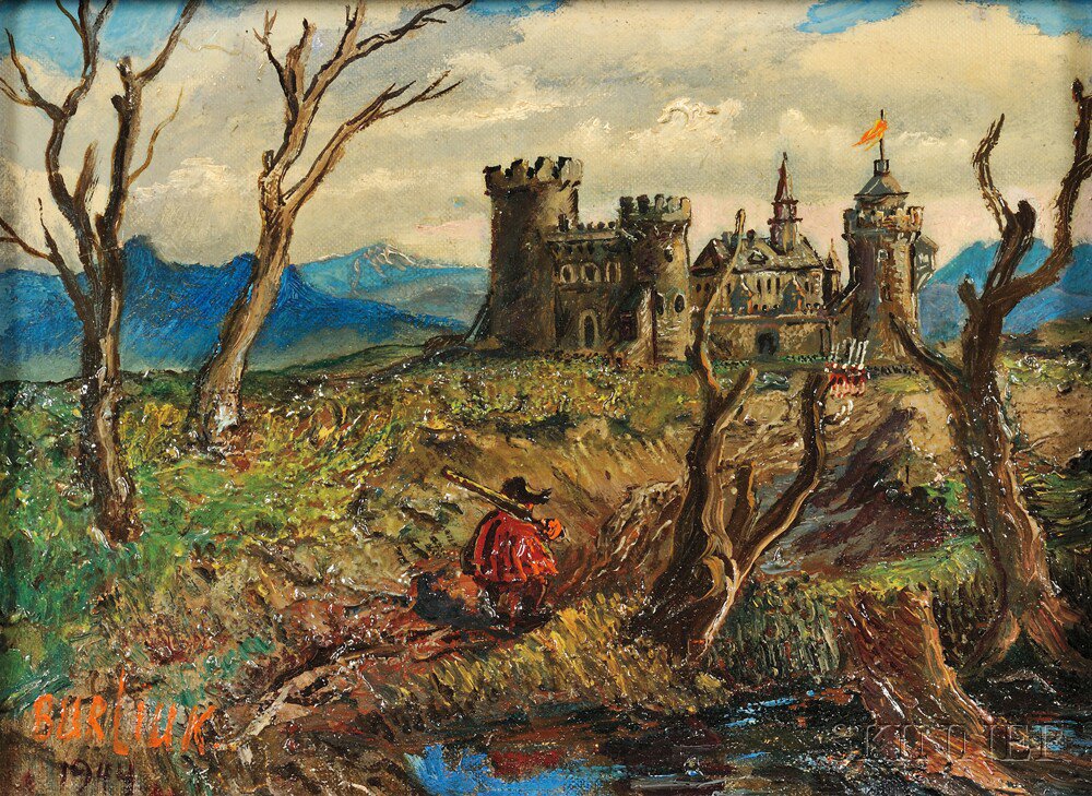 Appraisal: David Davidovich Burliuk Russian American - Medieval Castle Signed and