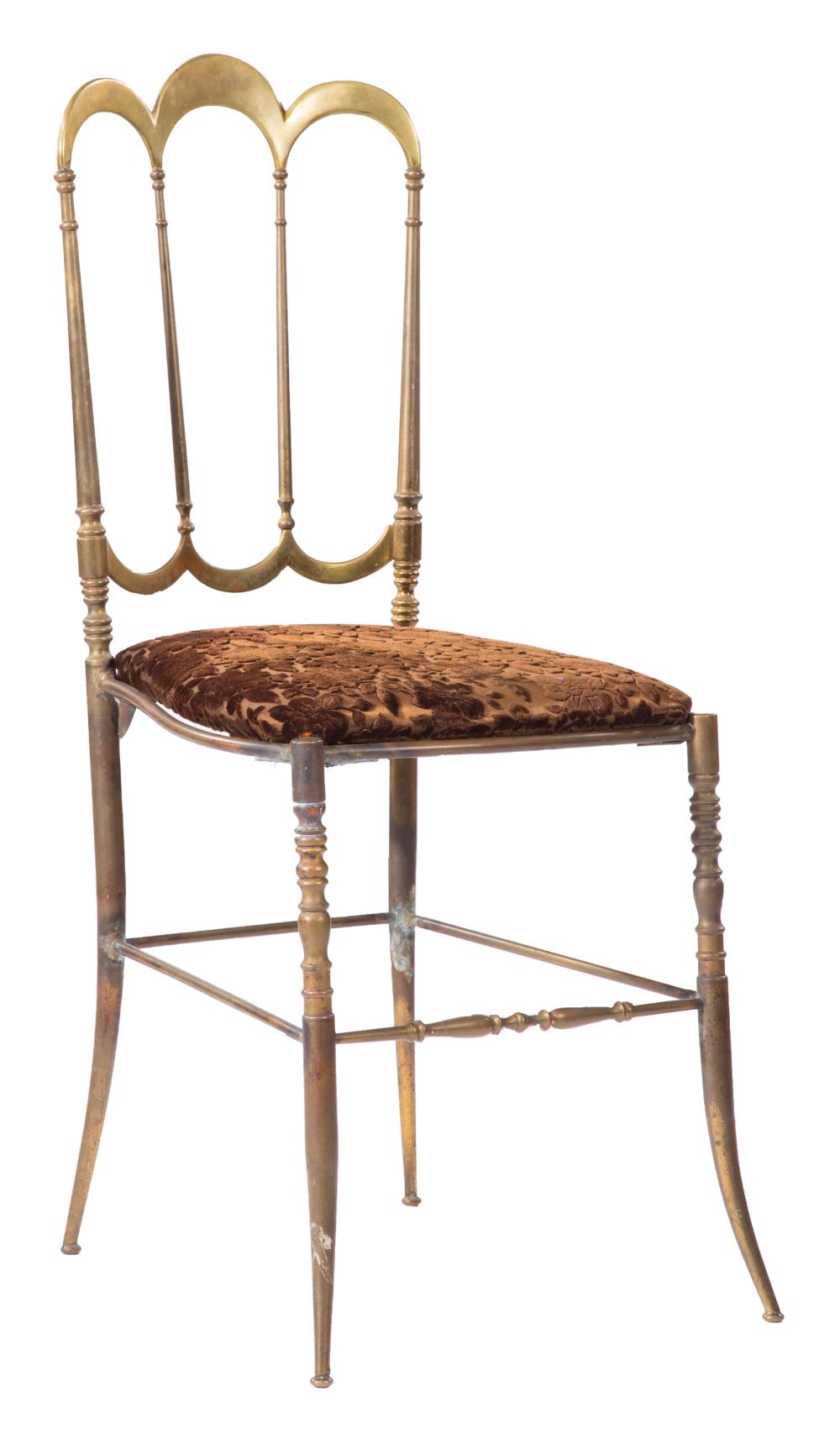 Appraisal: Art Nouveau Gilt Metal Ballroom Chair triple arched back shaped