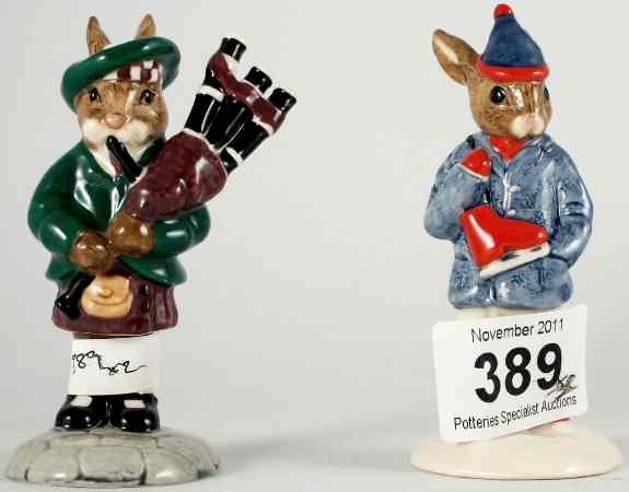 Appraisal: Royal Doulton Bunnykins Figures Piper DB and Boy Skater DB