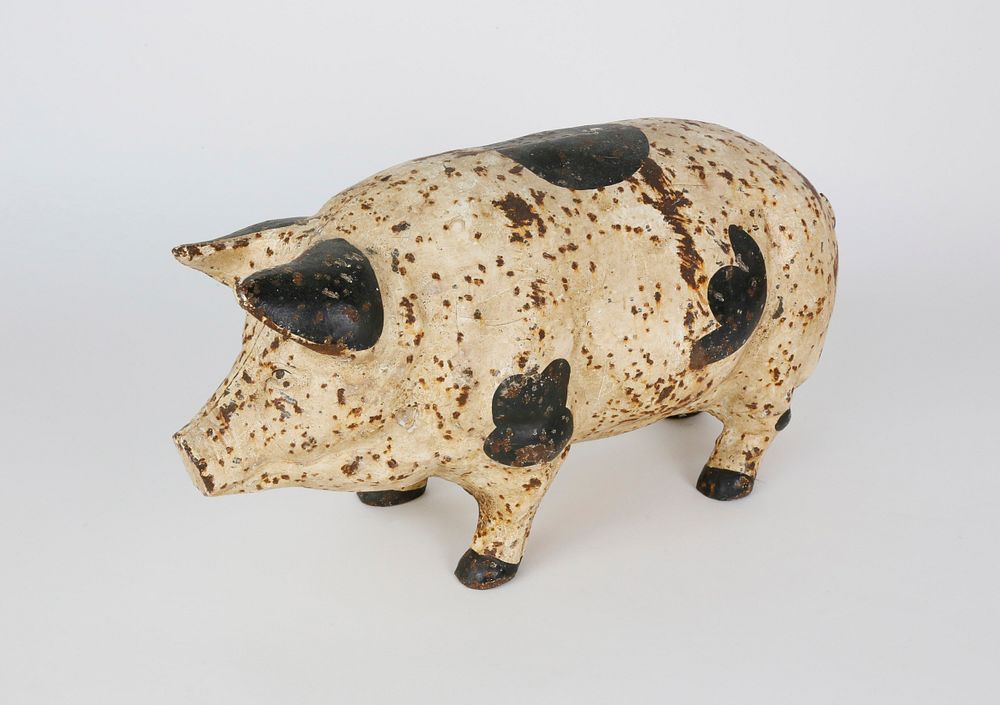 Appraisal: Contemporary Cast Iron Painted Garden Pig Contemporary Cast Iron Painted