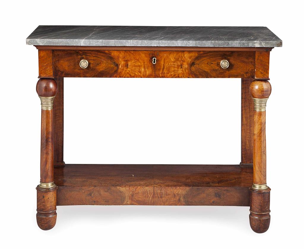 Appraisal: EMPIRE MAHOGANY MARBLE TOPPED CONSOLE TABLE EARLY TH CENTURY the