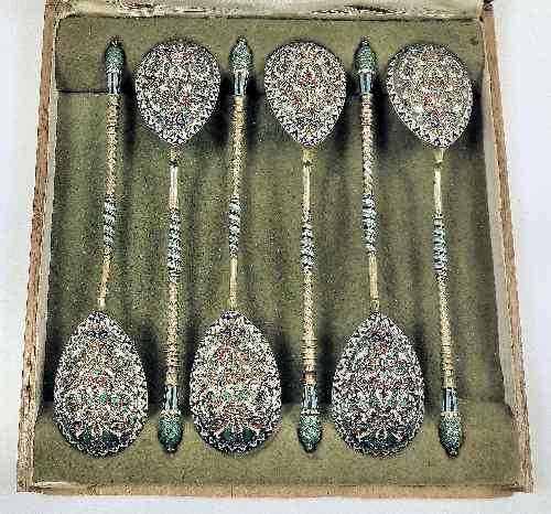 Appraisal: A set of six late th Century Russian silver gilt