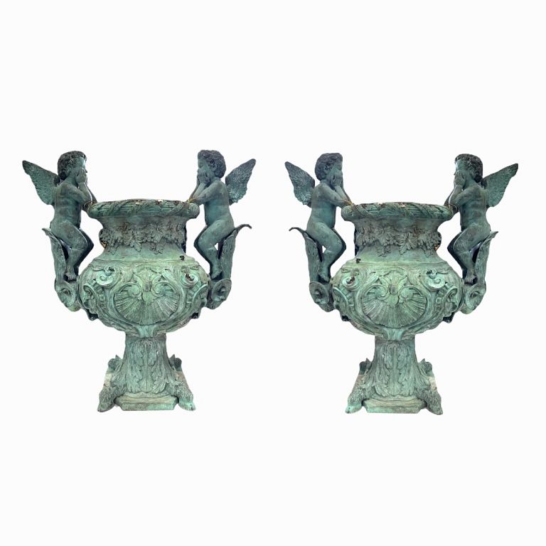 Appraisal: Pair of th Century Bronze Garden Urns Pair of th