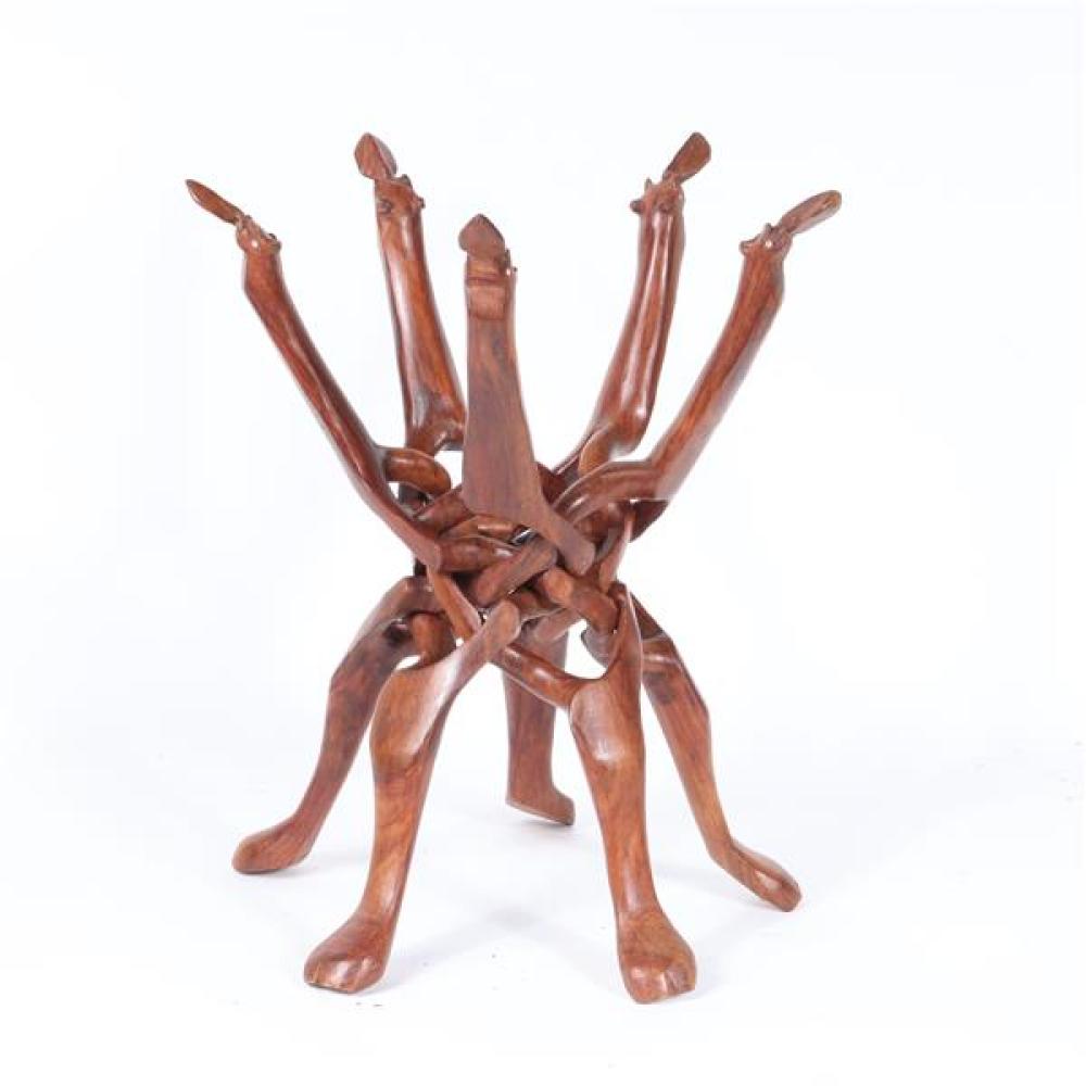 Appraisal: AFRICAN FIGURAL JARDINIERE STAND WITH FIVE INTERLOCKING COLLAPSIBLE LEGS CARVED