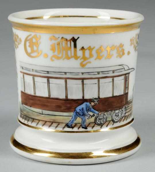 Appraisal: Train Car Repairman Shaving Mug Description Marked with the name