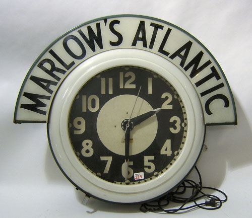 Appraisal: Marlow's Atlantic advertising clock by the Electric Neon Clock Co